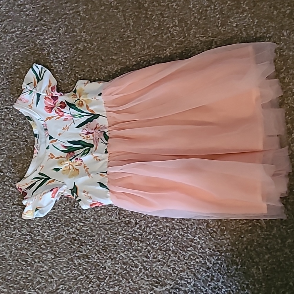 Floral pink tulle toddler dress
